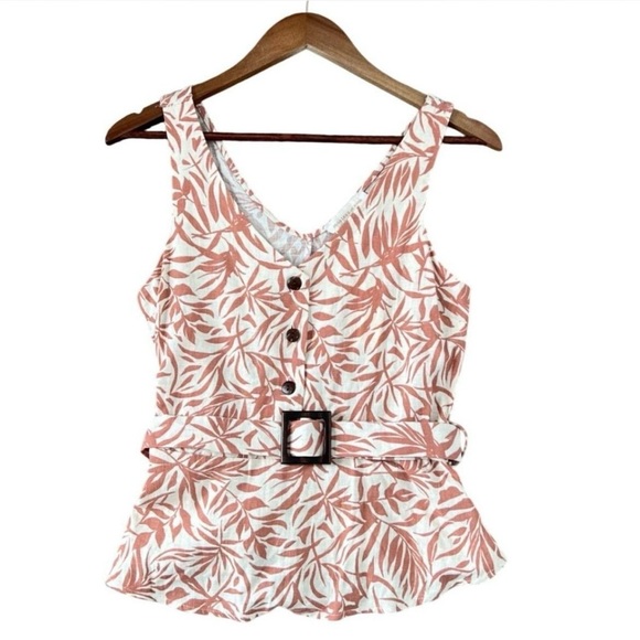 Monteau Los Angeles Belted Tank Top 30% Linen Size Medium - Picture 9 of 9